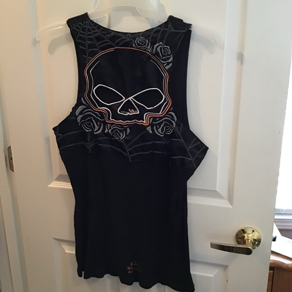 Harley-Davidson Black Sleeveless Muscle Tee with Graphic Cut Out